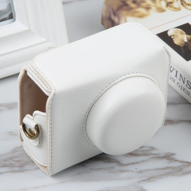 For Sony ZV-1F Vlog Camera Full Body Magnetic Leather Camera Case Bag with Strap (White) by bashfashion