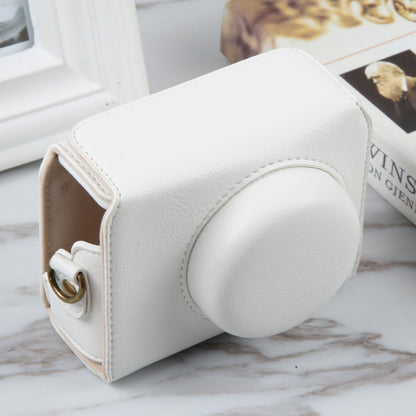 For Sony ZV-1F Vlog Camera Full Body Magnetic Leather Camera Case Bag with Strap (White) by bashfashion