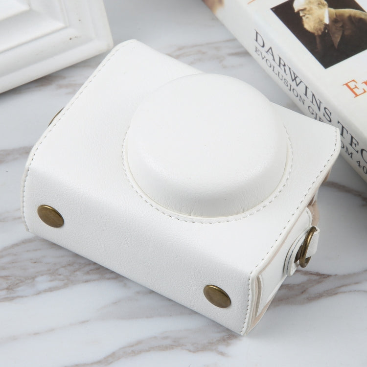 For Sony ZV-1F Vlog Camera Full Body Magnetic Leather Camera Case Bag with Strap (White) by bashfashion