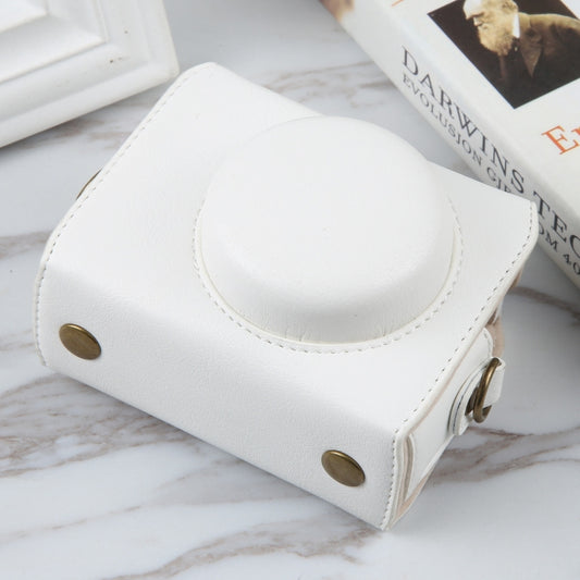 For Sony ZV-1F Vlog Camera Full Body Magnetic Leather Camera Case Bag with Strap (White) by bashfashion