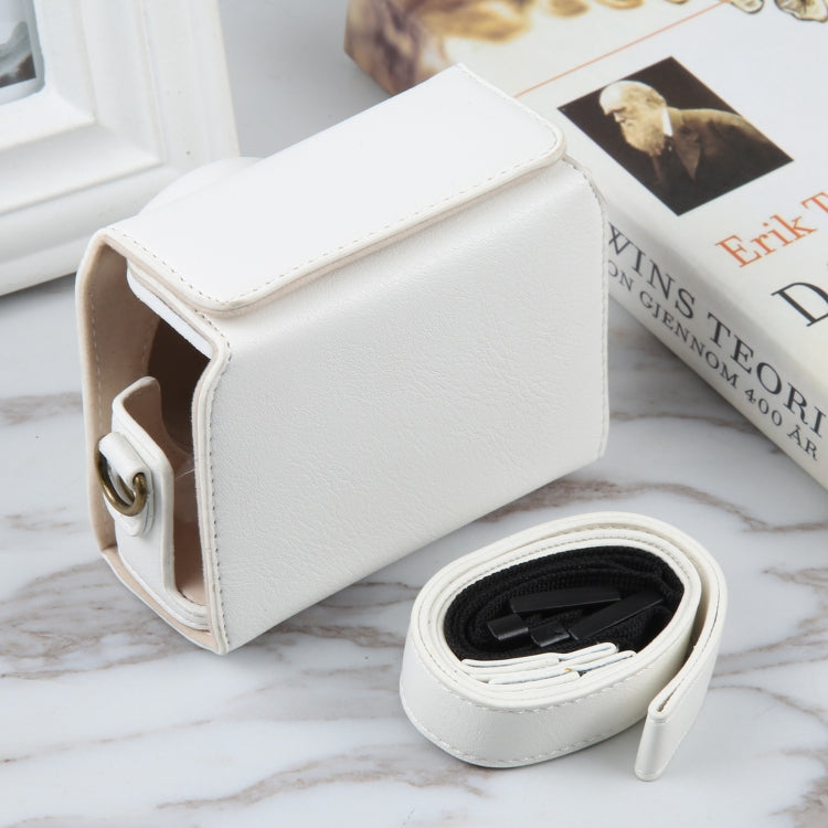 For Sony ZV-1F Vlog Camera Full Body Magnetic Leather Camera Case Bag with Strap (White) by bashfashion