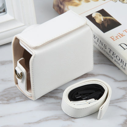 For Sony ZV-1F Vlog Camera Full Body Magnetic Leather Camera Case Bag with Strap (White) by bashfashion