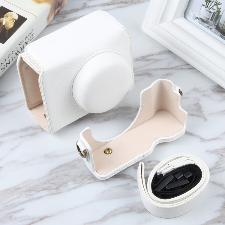 For Sony ZV-1F Vlog Camera Full Body Magnetic Leather Camera Case Bag with Strap (White) by bashfashion