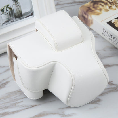 For Canon EOS R10 Camera Full Body Magnetic Leather Camera Case Bag with Strap(White) by bashfashion