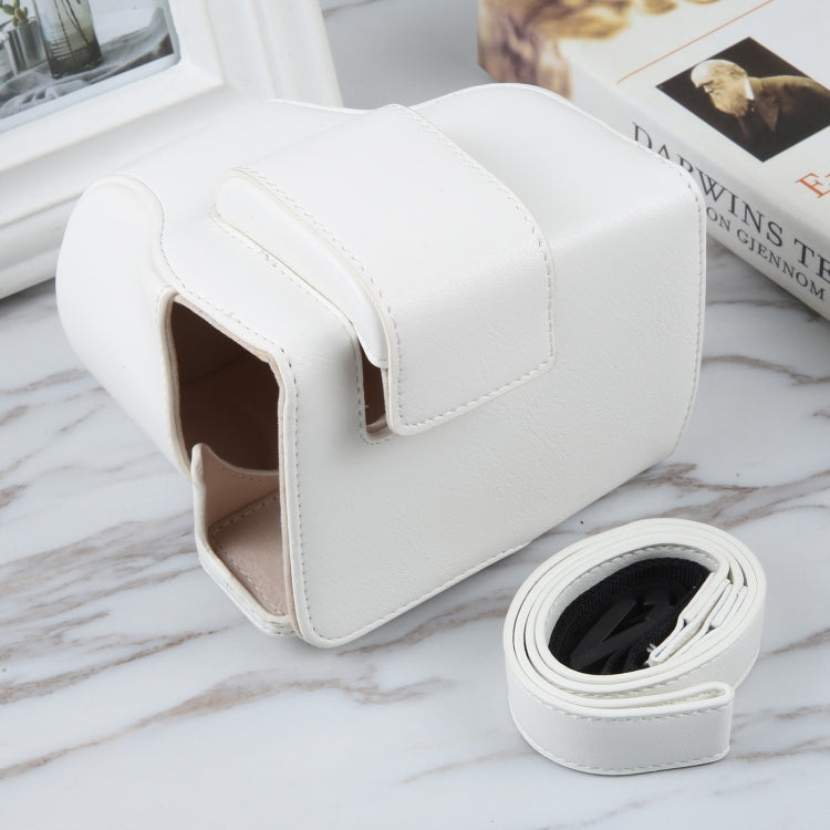 For Canon EOS R10 Camera Full Body Magnetic Leather Camera Case Bag with Strap(White) by bashfashion