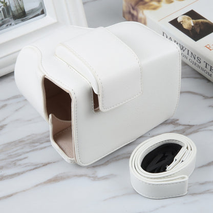 For Canon EOS R10 Camera Full Body Magnetic Leather Camera Case Bag with Strap(White) by bashfashion