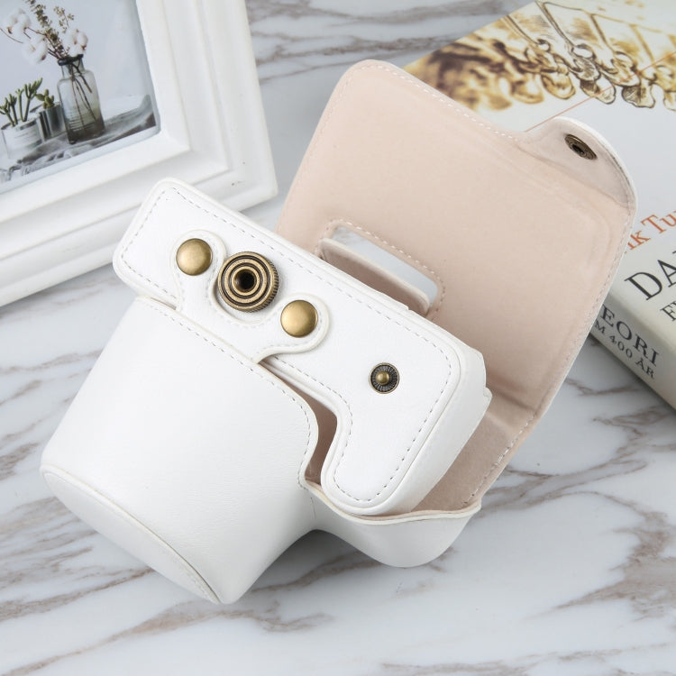 For Canon EOS R10 Camera Full Body Magnetic Leather Camera Case Bag with Strap(White) by bashfashion