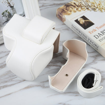 For Canon EOS R10 Camera Full Body Magnetic Leather Camera Case Bag with Strap(White) by bashfashion