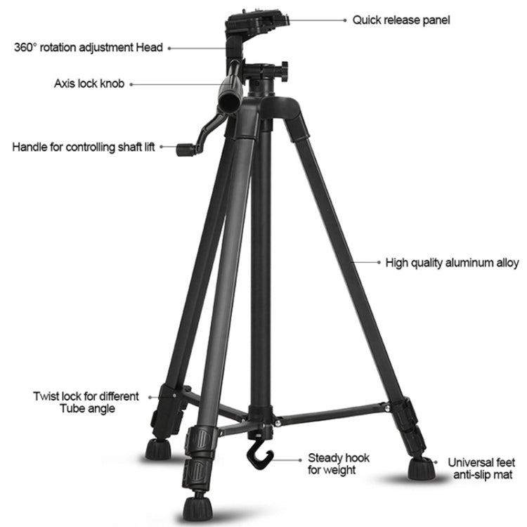 3366 Quality 1.7m Portable Phone Live Selfie Tripod DV SLR Camera Stand (Black) by bashfashion