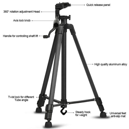 3388 1.3m Portable Phone Live Selfie Tripod DV SLR Camera Stand (Black) by bashfashion