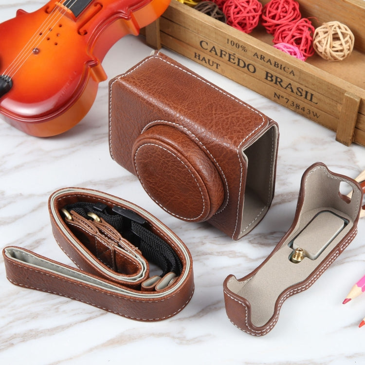 For Canon PowerShot G7 X Full Body Camera PU Leather Camera Case Bag with Strap (Coffee) by bashfashion