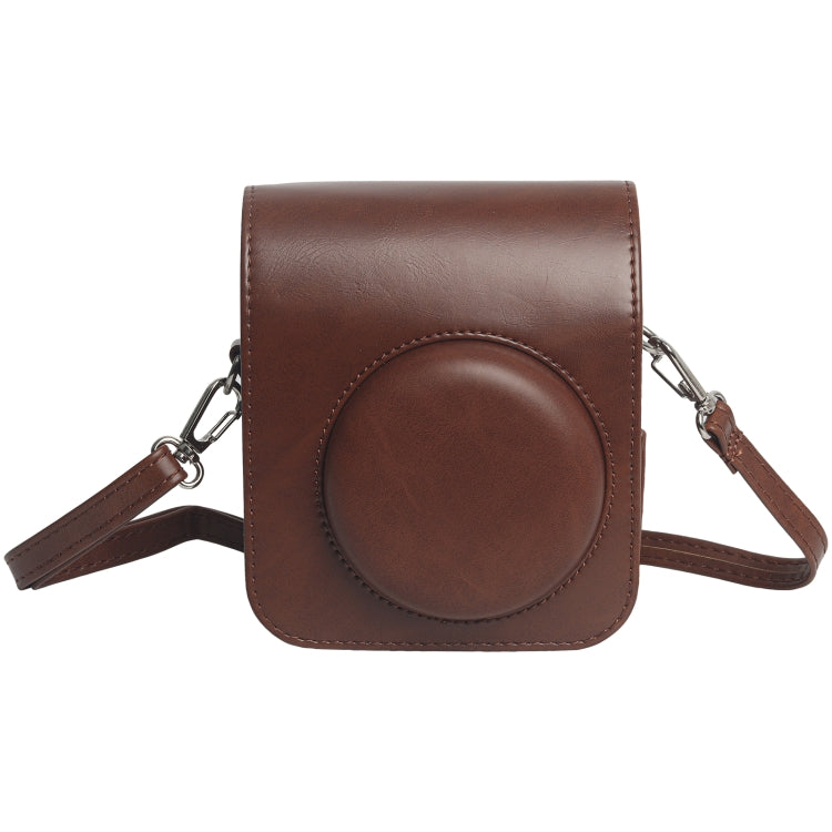 For FUJIFILM Instax mini 12 Leather Case Full Body Camera Bag with Shoulder Strap (Brown) by bashfashion