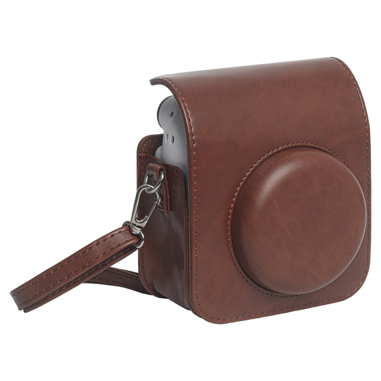 For FUJIFILM Instax mini 12 Leather Case Full Body Camera Bag with Shoulder Strap (Brown) by bashfashion