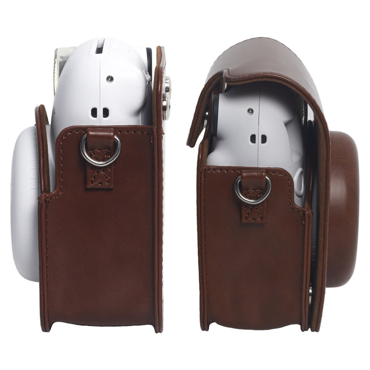 For FUJIFILM Instax mini 12 Leather Case Full Body Camera Bag with Shoulder Strap (Brown) by bashfashion