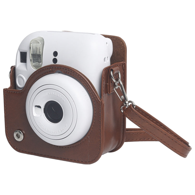 For FUJIFILM Instax mini 12 Leather Case Full Body Camera Bag with Shoulder Strap (Brown) by bashfashion