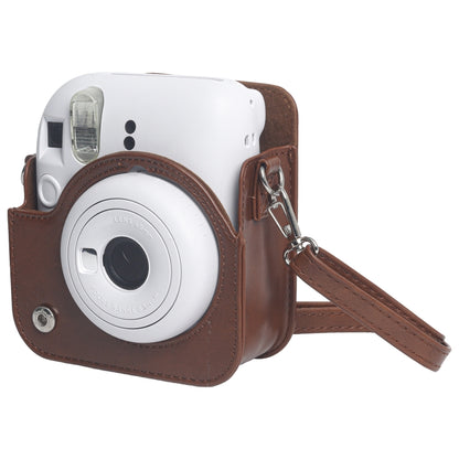 For FUJIFILM Instax mini 12 Leather Case Full Body Camera Bag with Shoulder Strap (Brown) by bashfashion