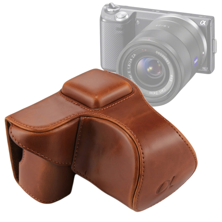 Full Body Camera PU Leather Case Bag with Strap for Sony NEX 5N / 5R / 5T (16-50mm / 18-55mm Lens)(Brown) by bashfashion