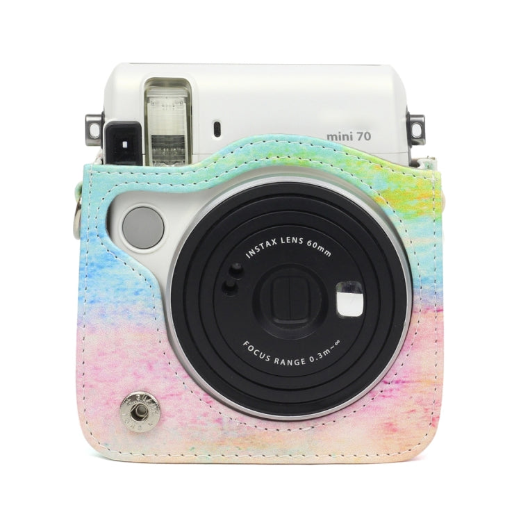 Rainbow Oil painting Pattern PU Leather Protective Camera Case Bag For FUJIFILM Instax Mini70 Camera by bashfashion