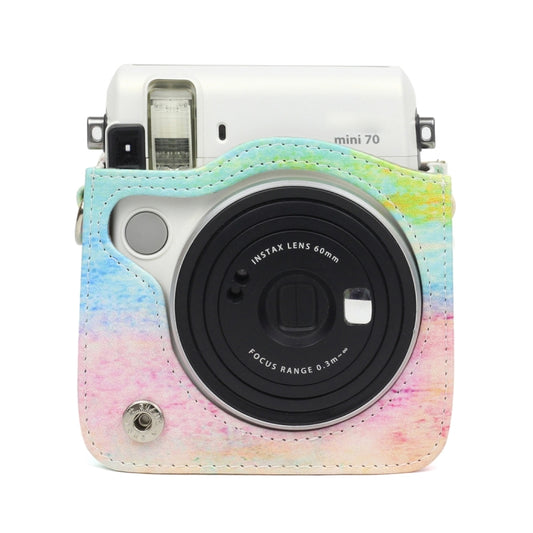 Rainbow Oil painting Pattern PU Leather Protective Camera Case Bag For FUJIFILM Instax Mini70 Camera by bashfashion