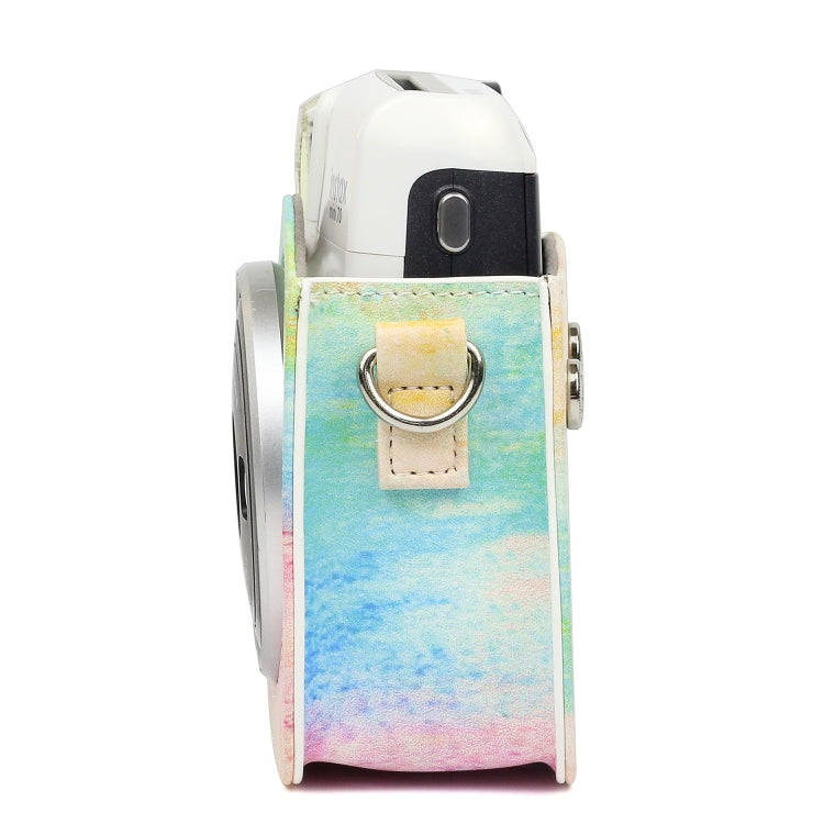 Rainbow Oil painting Pattern PU Leather Protective Camera Case Bag For FUJIFILM Instax Mini70 Camera by bashfashion