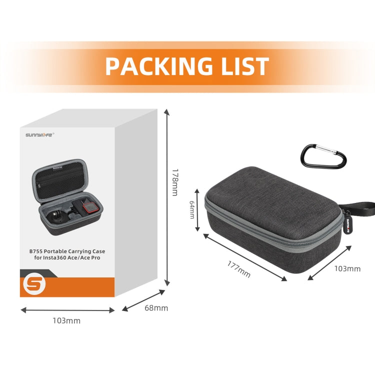 For Insta360 Ace / Ace Pro Sunnylife Portable Carrying Case Handbag Mini Travel Case Organizer Protective Bag (Black) by Sunnylife
