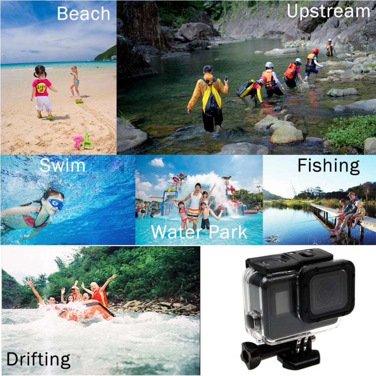 For GoPro NEW HERO /HERO6 /5 30m Waterproof Housing Protective Case + Hollow Back Cover with Buckle Basic Mount & Screw, No Need to Disassemble Lens(GP413) by bashfashion