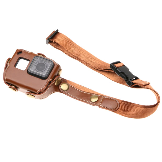 For GoPro HERO7 Black /6 /5 PU Leather Housing Case with Neck Strap & Buttons(Coffee) by bashfashion