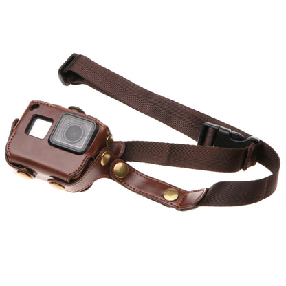 For GoPro HERO7 Black /6 /5 PU Leather Housing Case with Neck Strap & Buttons(Brown) by bashfashion