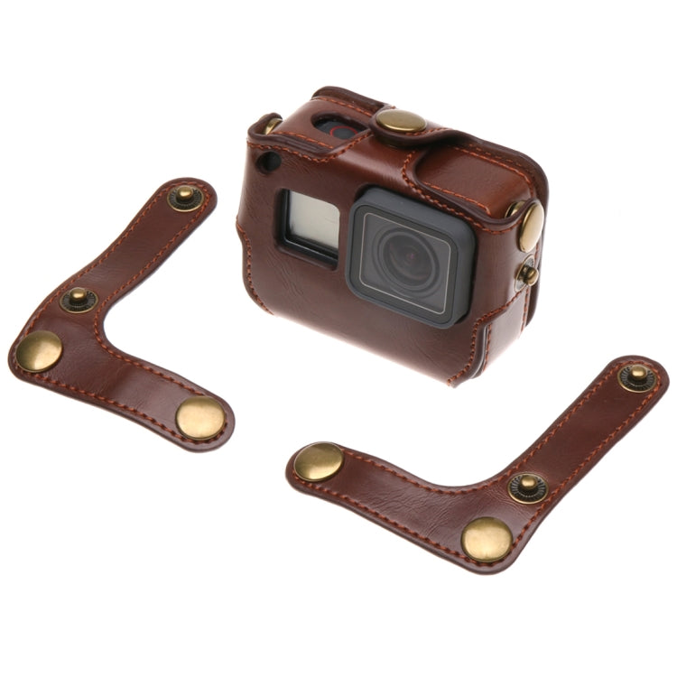 For GoPro HERO7 Black /6 /5 PU Leather Housing Case with Neck Strap & Buttons(Brown) by bashfashion