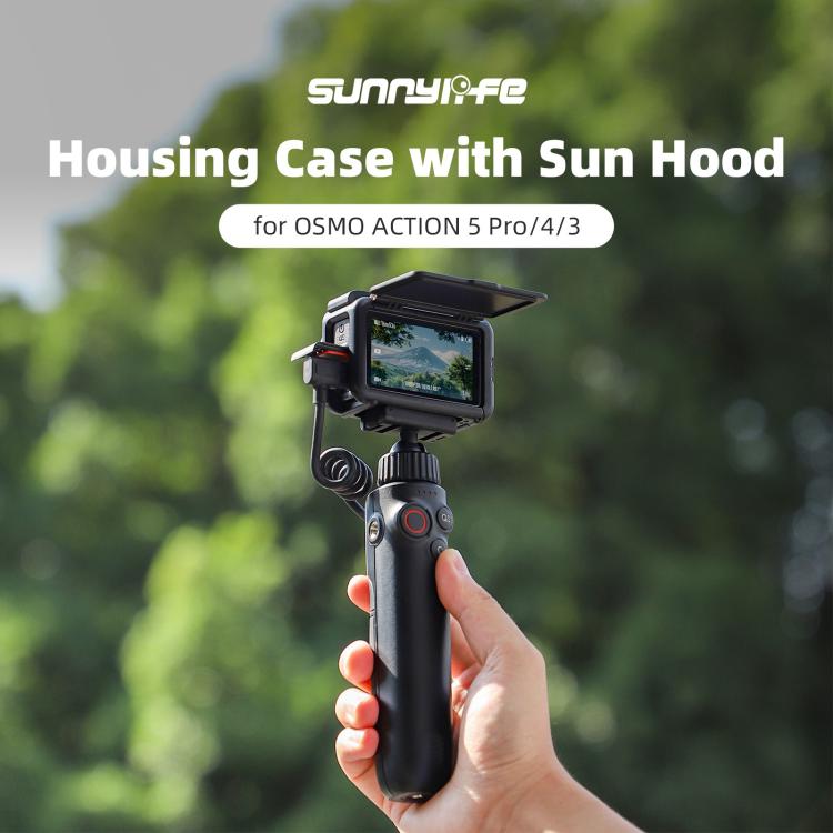 For DJI Osmo Action 5 Pro / 4 / 3 Sunnylife Protective Case Frame Mount Adapter Sun Hood Housing Case (Black) by Sunnylife