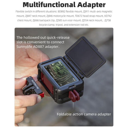 For DJI Osmo Action 5 Pro / 4 / 3 Sunnylife Protective Case Frame Mount Adapter Sun Hood Housing Case (Black) by Sunnylife