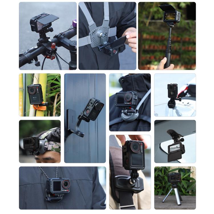 For DJI Osmo Action 5 Pro / 4 / 3 Sunnylife Protective Case Frame Mount Adapter Sun Hood Housing Case (Black) by Sunnylife