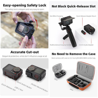 For DJI Osmo Action 5 Pro / 4 / 3 Sunnylife Protective Case Frame Mount Adapter Sun Hood Housing Case (Black) by Sunnylife