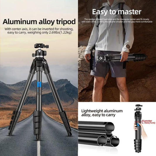 BEXIN TA255-BS30 Portable Collapsible Aluminum Alloy Camera Tripod with Head (Black) by BEXIN