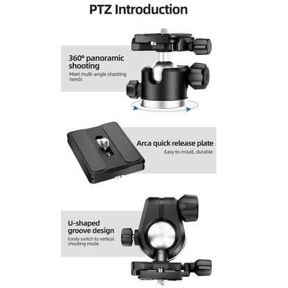 BEXIN TA254-BS30 Portable Collapsible Aluminum Alloy Camera Tripod with Head (Black) by BEXIN