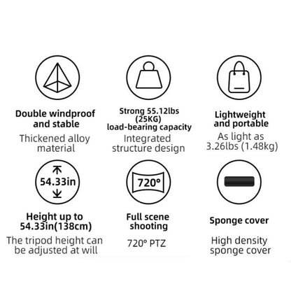 BEXIN RK294 Portable Collapsible Aluminum Alloy Camera Tripod (Black) by BEXIN