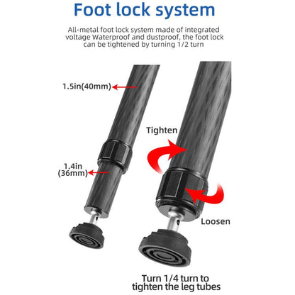 BEXIN ST402C Portable Collapsible Carbon Fiber Camera Tripod (Black) by BEXIN