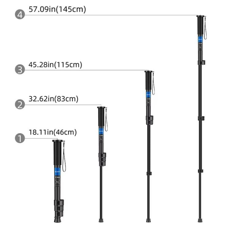 BEXIN P294B Portable Travel Outdoor DSLR Camera Aluminum Alloy Monopod Holder (Black) by BEXIN