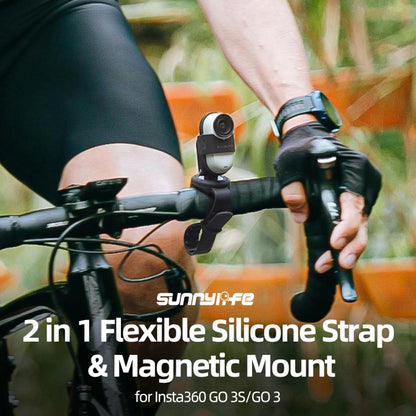 For Insta360 GO 3S / GO 3 Sunnylife Camera Strap Magnetic Mount Drone Mount Silicone Wristband Backpack Stripe (Black) by Sunnylife