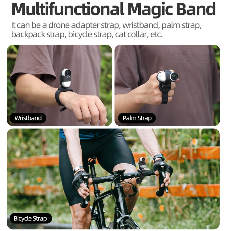 For Insta360 GO 3S / GO 3 Sunnylife Camera Strap Magnetic Mount Drone Mount Silicone Wristband Backpack Stripe (Black) by Sunnylife