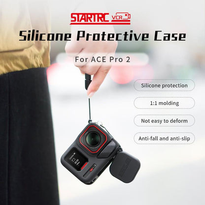 For Insta360 Ace Pro 2 STARTRC Body Silicone Case with Lens Cap & Lanyard (Black) by STARTRC