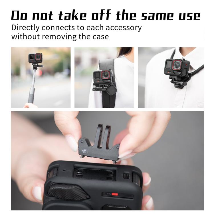 For Insta360 Ace Pro 2 STARTRC Body Silicone Case with Lens Cap & Lanyard (Black) by STARTRC