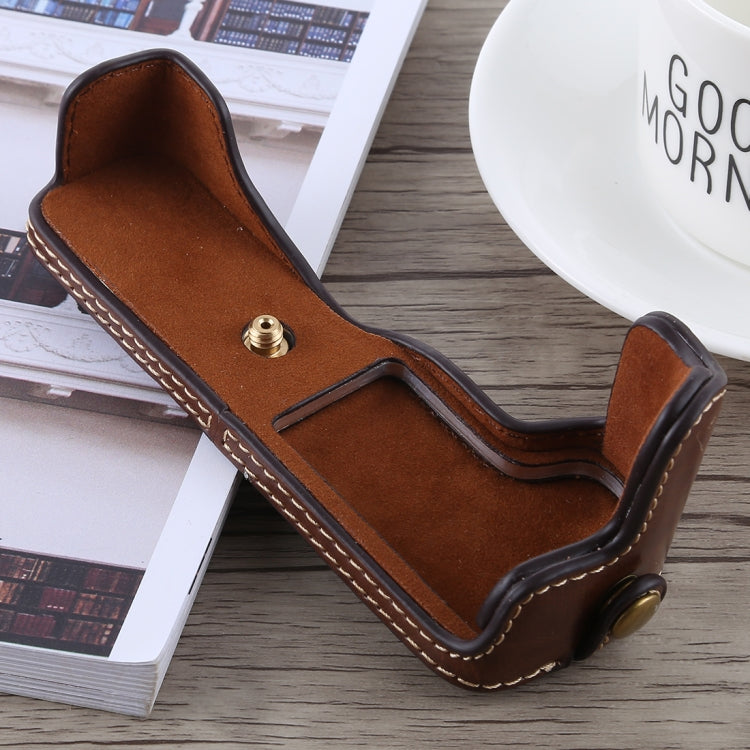 1/4 inch Thread PU Leather Camera Half Case Base for Canon EOS M5(Coffee) by bashfashion