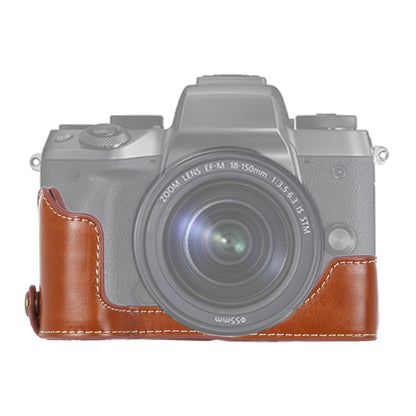 1/4 inch Thread PU Leather Camera Half Case Base for Canon EOS M5(Brown) by bashfashion