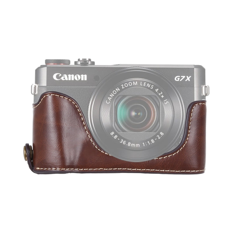 1/4 inch Thread PU Leather Camera Half Case Base for Canon G7 X Mark II (Coffee) by bashfashion