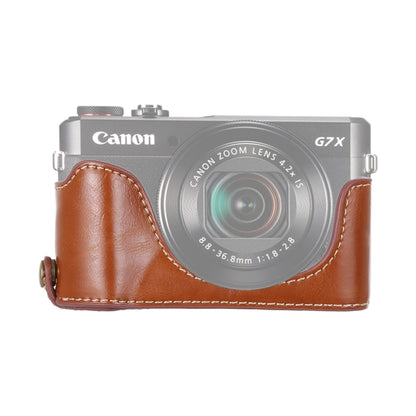 1/4 inch Thread PU Leather Camera Half Case Base for Canon G7 X Mark II (Brown) by bashfashion