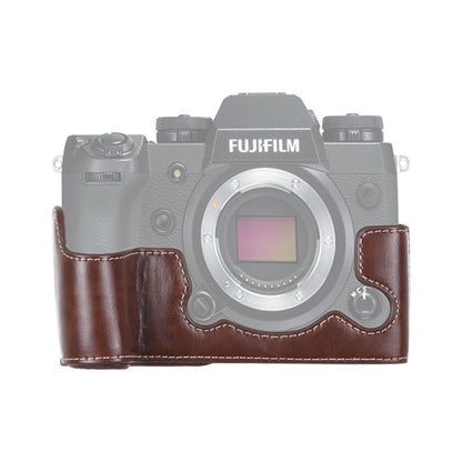 1/4 inch Thread PU Leather Camera Half Case Base for FUJIFILM X-H1 (Coffee) by bashfashion