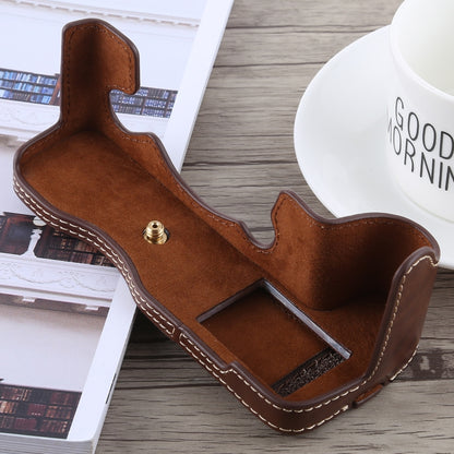 1/4 inch Thread PU Leather Camera Half Case Base for FUJIFILM X-H1 (Coffee) by bashfashion