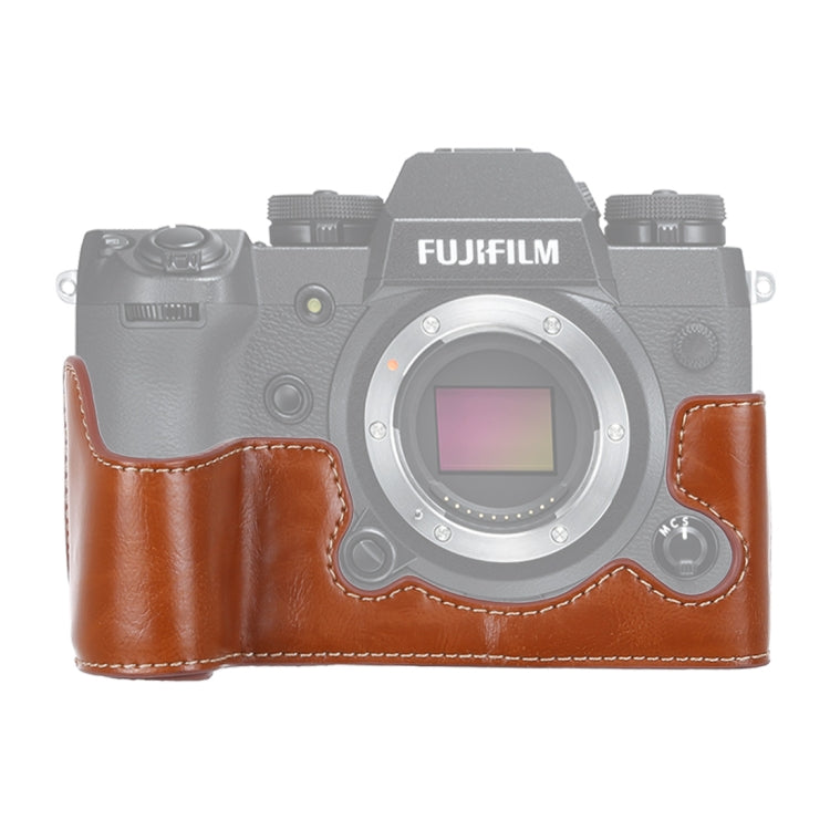 1/4 inch Thread PU Leather Camera Half Case Base for FUJIFILM X-H1 (Brown) by bashfashion