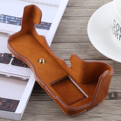 1/4 inch Thread PU Leather Camera Half Case Base for FUJIFILM X-H1 (Brown) by bashfashion